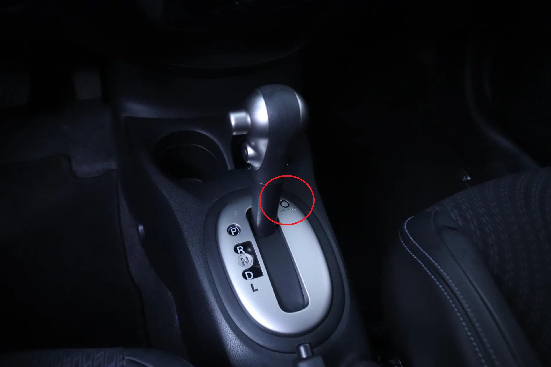 Nissan Note CVT gear selector with shift lock release button