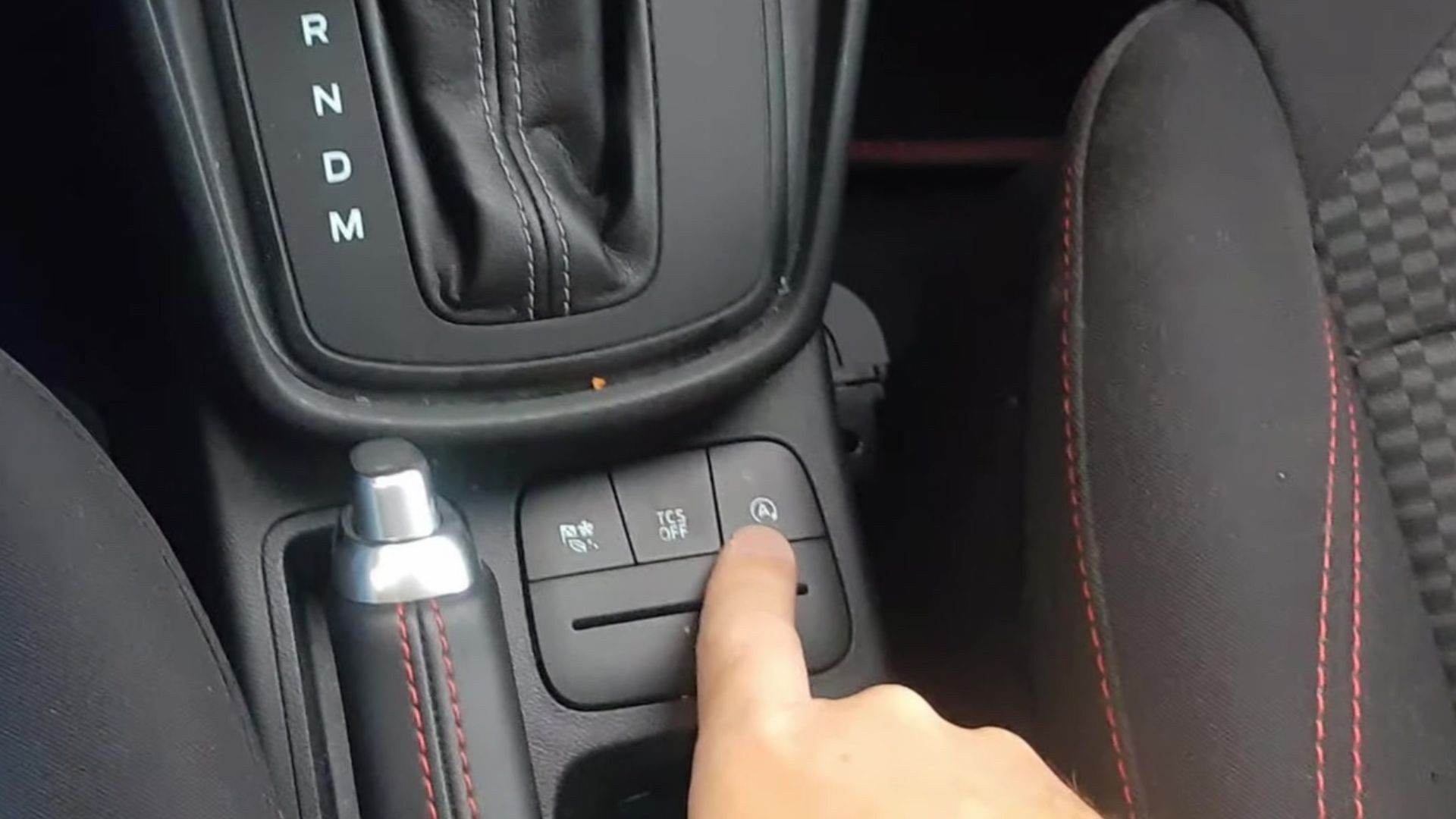 Ford Puma Mk2 centre console: the Auto Start-Stop A button (rightmost next to the TCS OFF button, beside the automatic gear selector).
