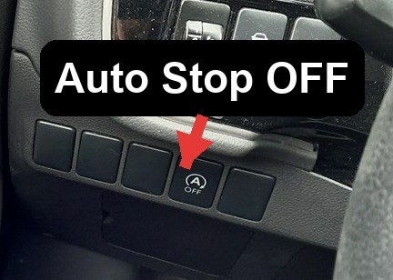 Auto Stop and Go OFF button on a Mitsubishi Outlander dash