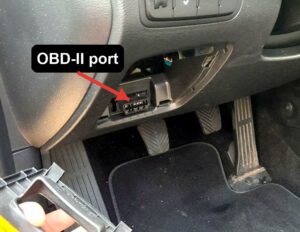 OBD-II diagnostic port location on the Kia Ceed Mk2 (JD) 2012-2018