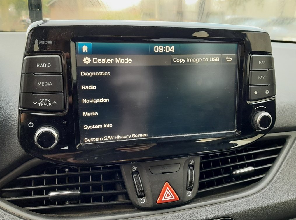 Hidden Dealer Mode menu on the Hyundai i30 Mk3 Display Audio