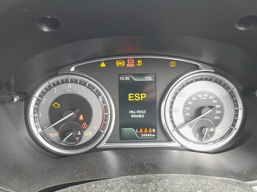 Suzuki Vitara cluster with ESP, ABS and brake warning lights on